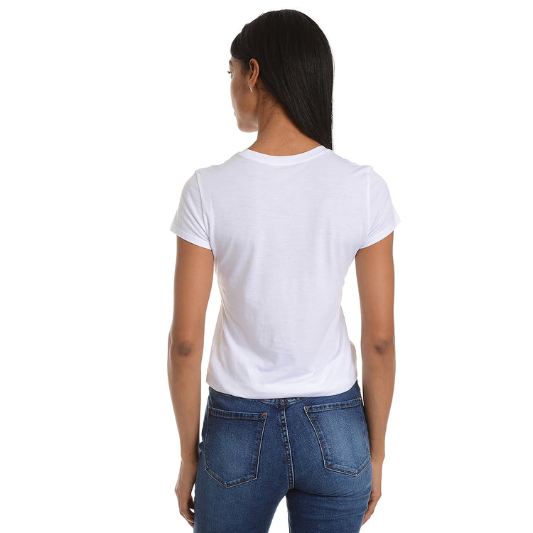 Women wearing White Fitted Crew Marcy Tee