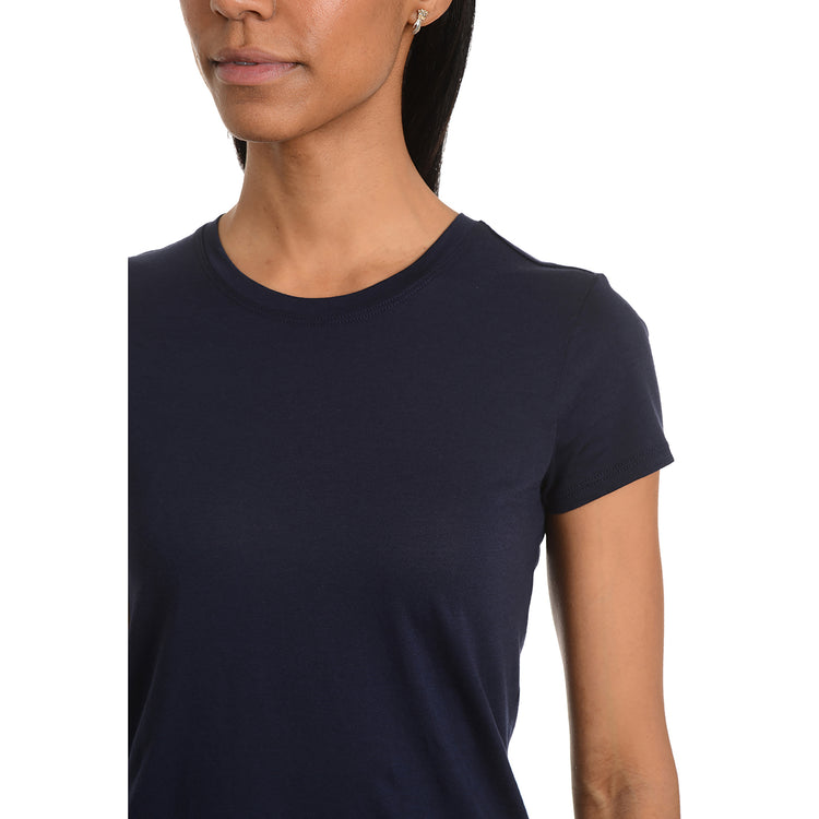 Women wearing Navy Fitted Crew Marcy Tee