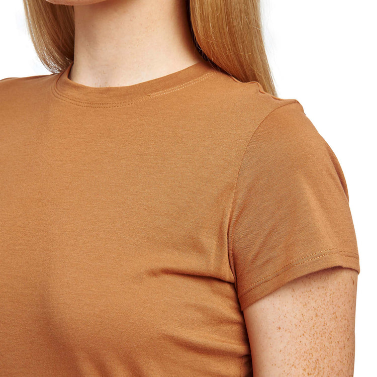 Women wearing Cardamom Fitted Crew Marcy Tee