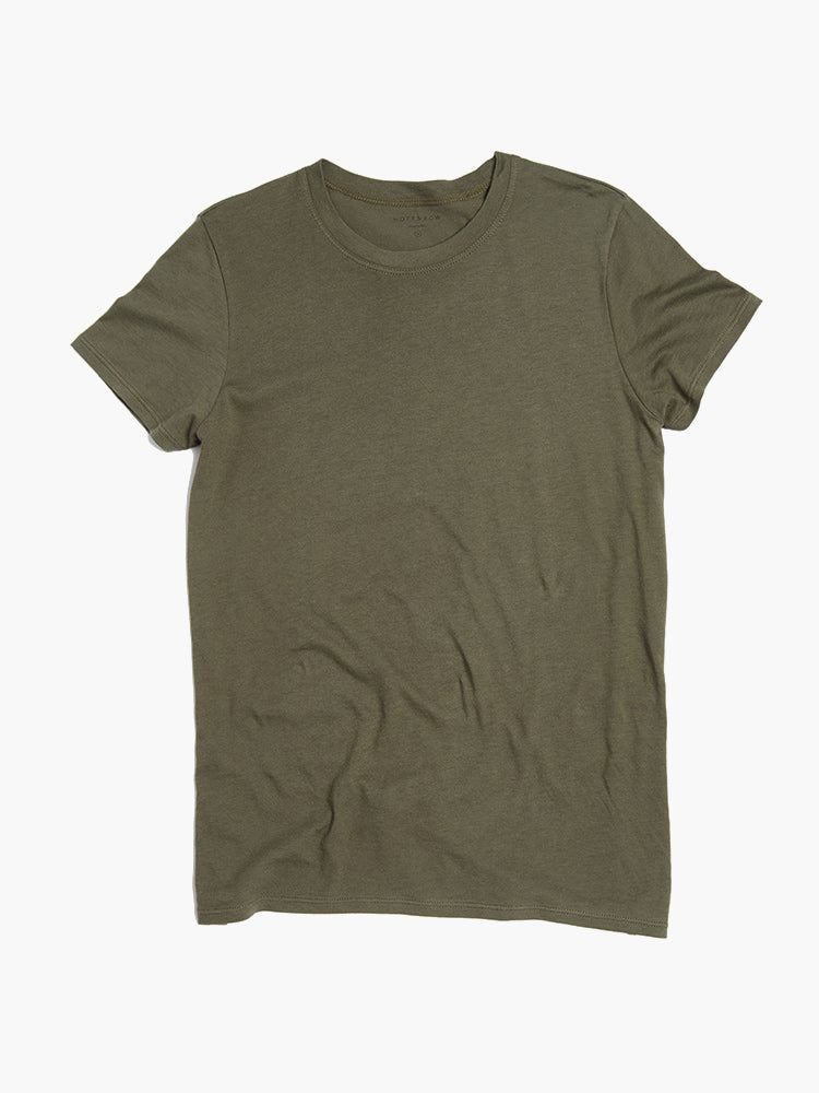 Women wearing Military Green Fitted Crew Marcy Tee