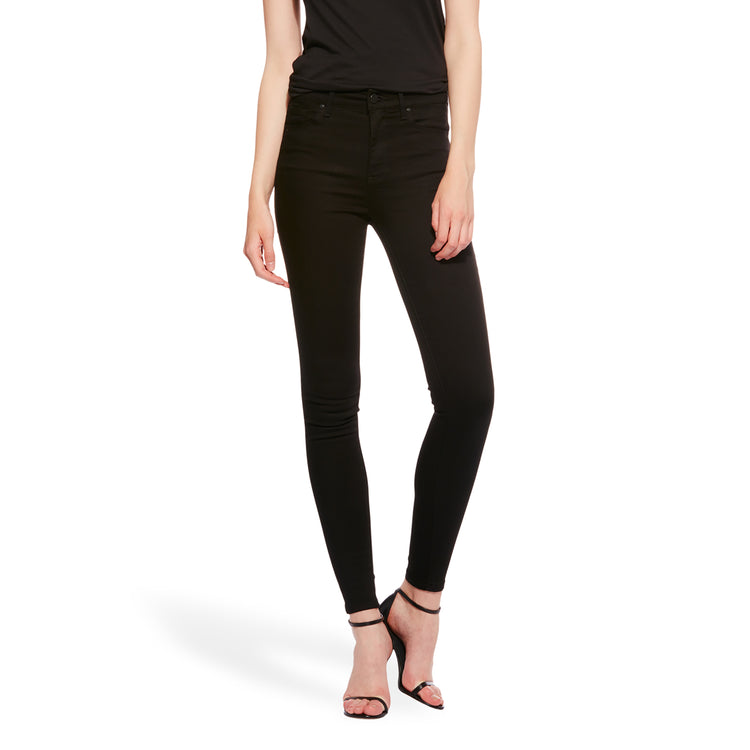 Women wearing Black High Rise Skinny Bond Jeans