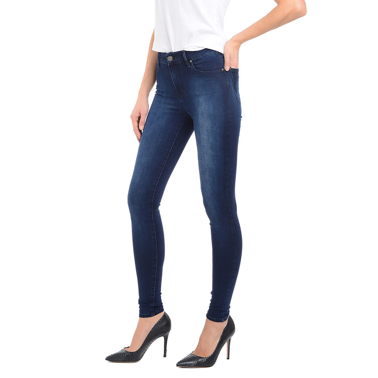 Women wearing Medium/Dark Blue High Rise Skinny Ann Jeans