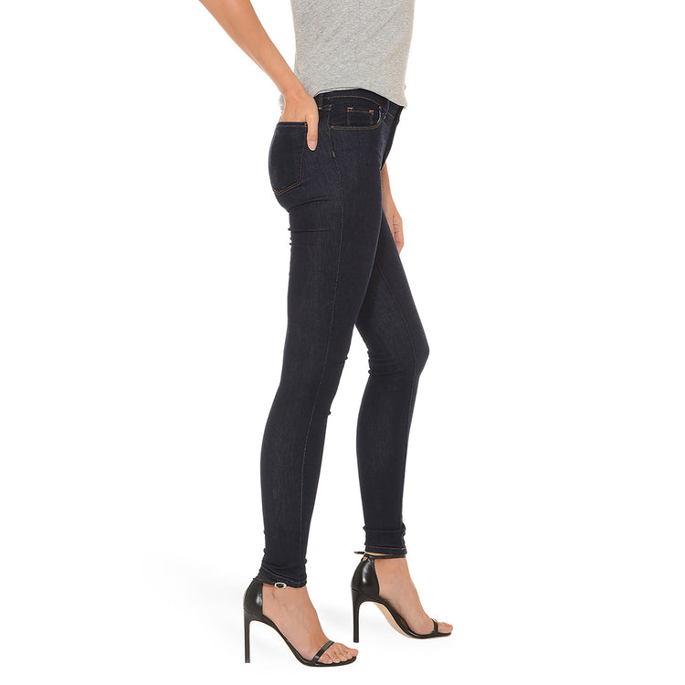 Women wearing Dark Blue Matte High Rise Skinny Grove Jeans