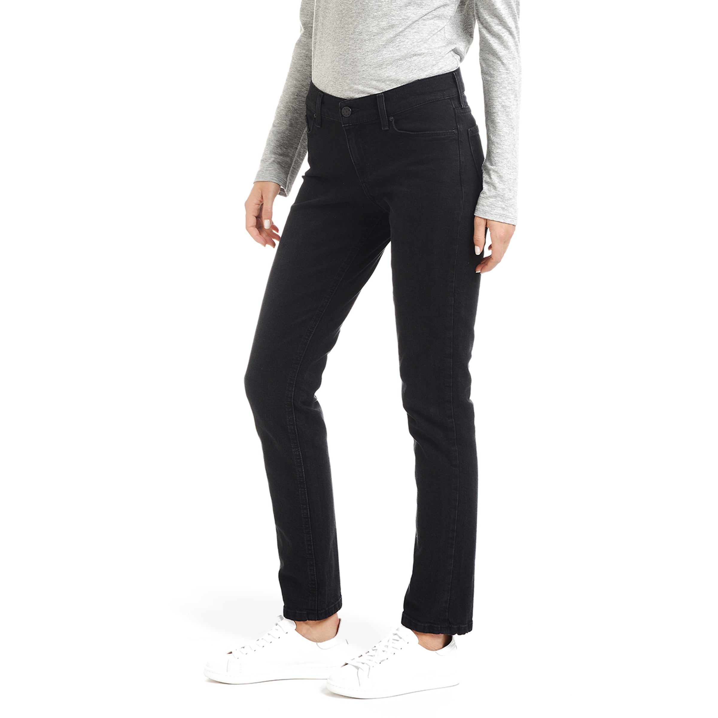 Women wearing Washed Black Slim Straight Allen Jeans
