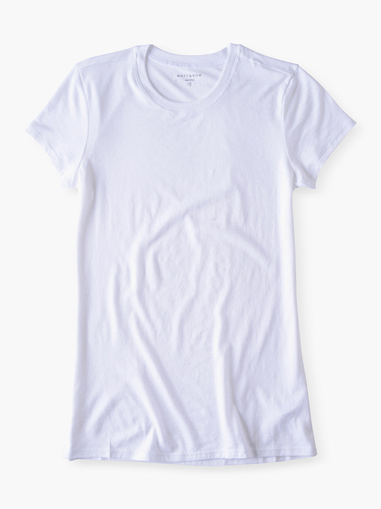Women wearing White Fitted Crew Marcy Tee