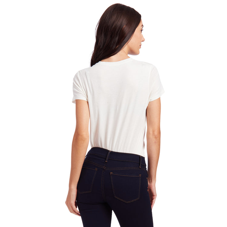 Women wearing Vintage White Fitted Crew Marcy Tee