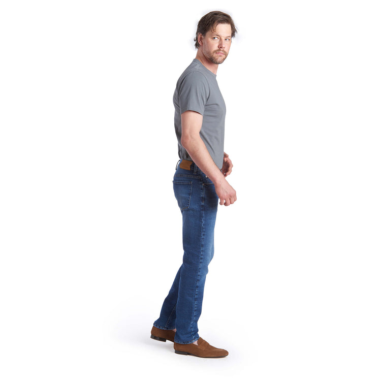 Men wearing Gray Blue Classic Crew Driggs Tee