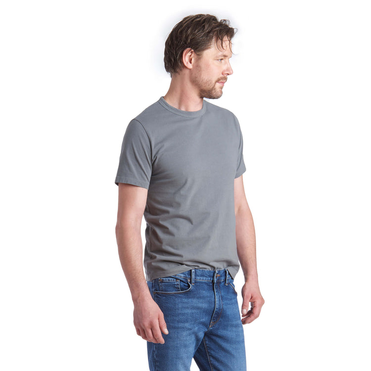 Men wearing Gray Blue Classic Crew Driggs Tee