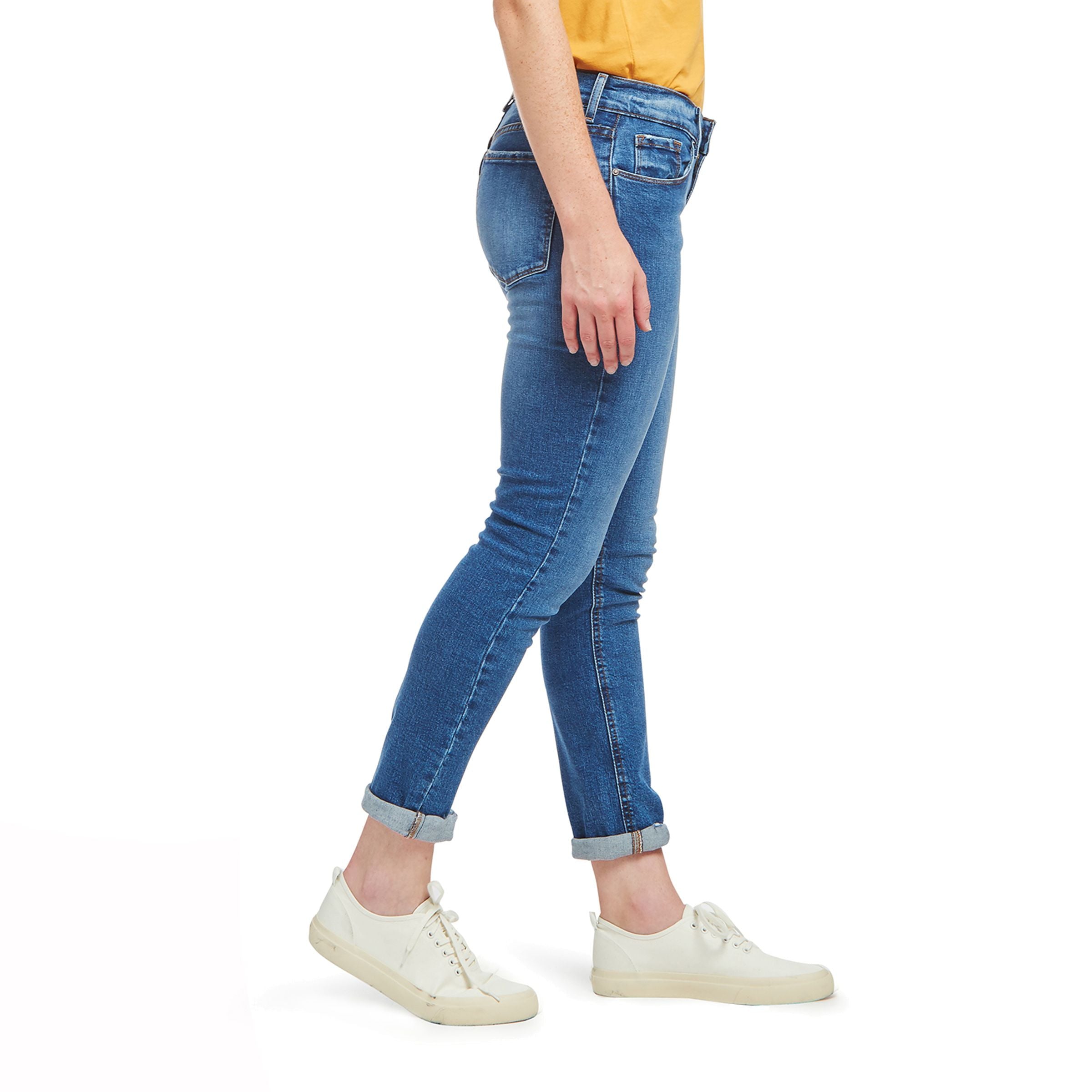Women wearing Light/Medium Blue Slim Straight Ridge Jeans