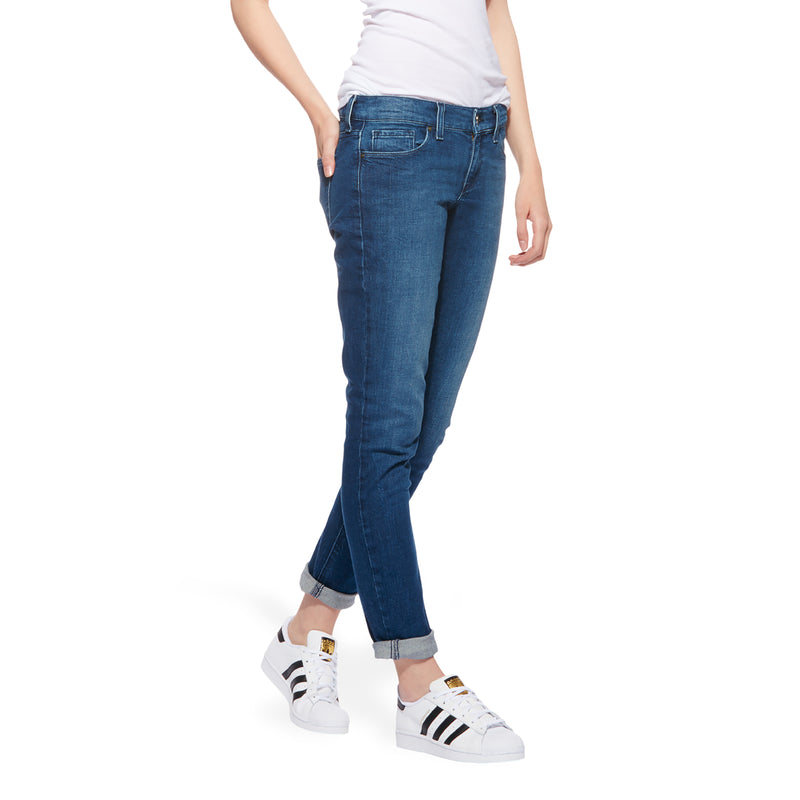 Women wearing Medium Blue Slim Straight Laight Jeans