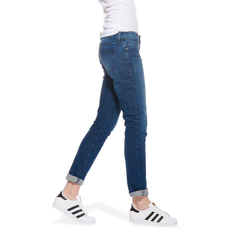 Women wearing Medium Blue Slim Straight Laight Jeans