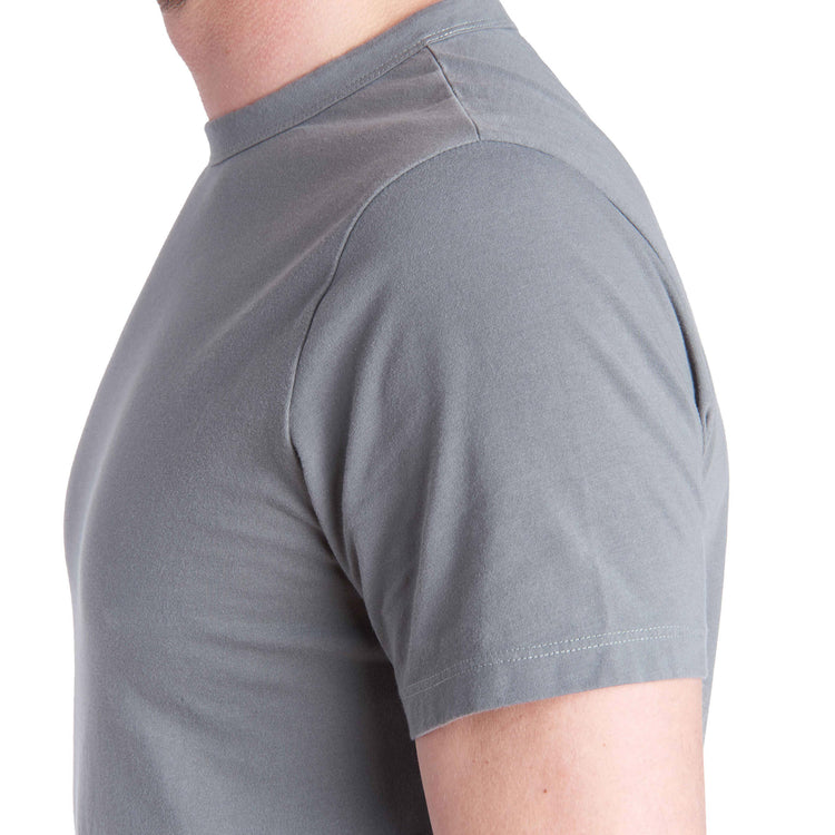 Men wearing Gray Blue Classic Crew Driggs Tee