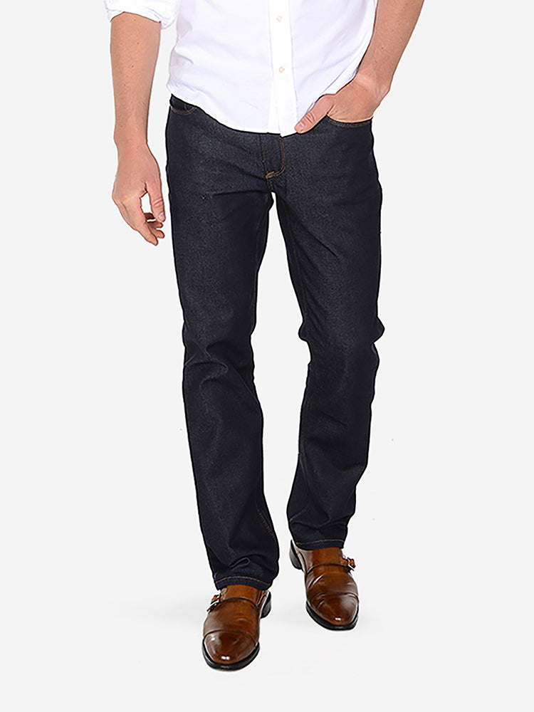 Men wearing Dark Blue Straight Oliver Jeans