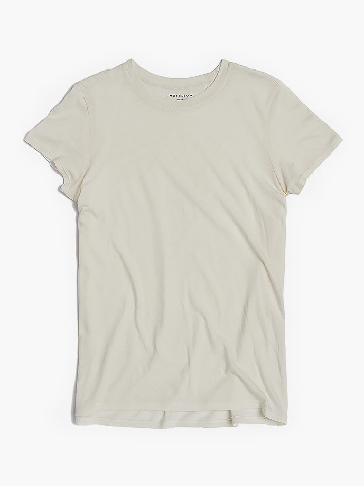 Women wearing Vintage White Fitted Crew Marcy Tee