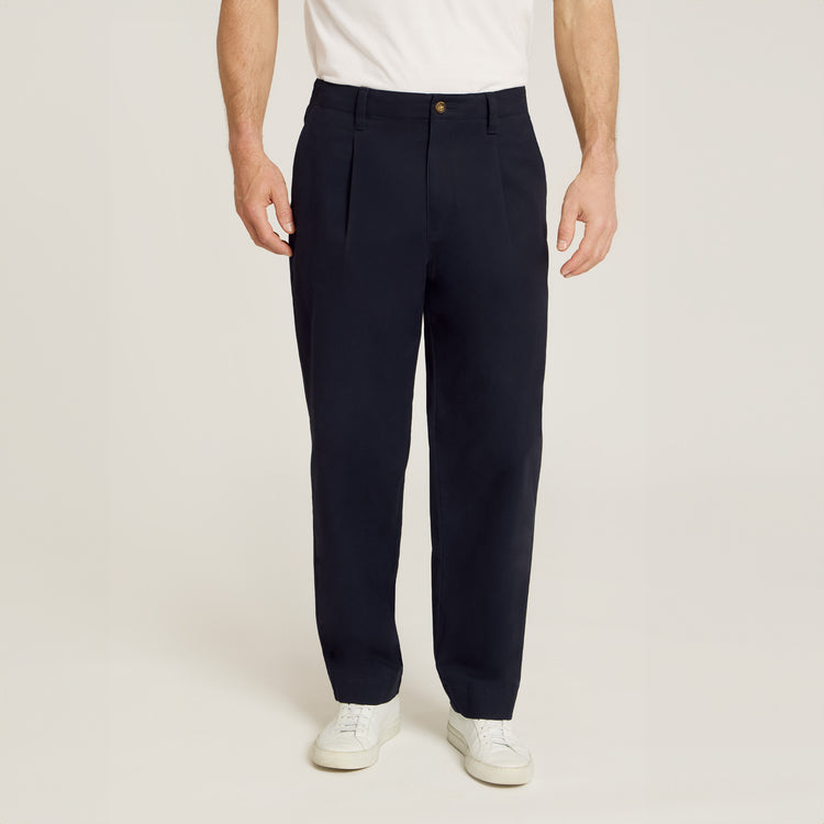 Men wearing Navy Wide Leg Chino