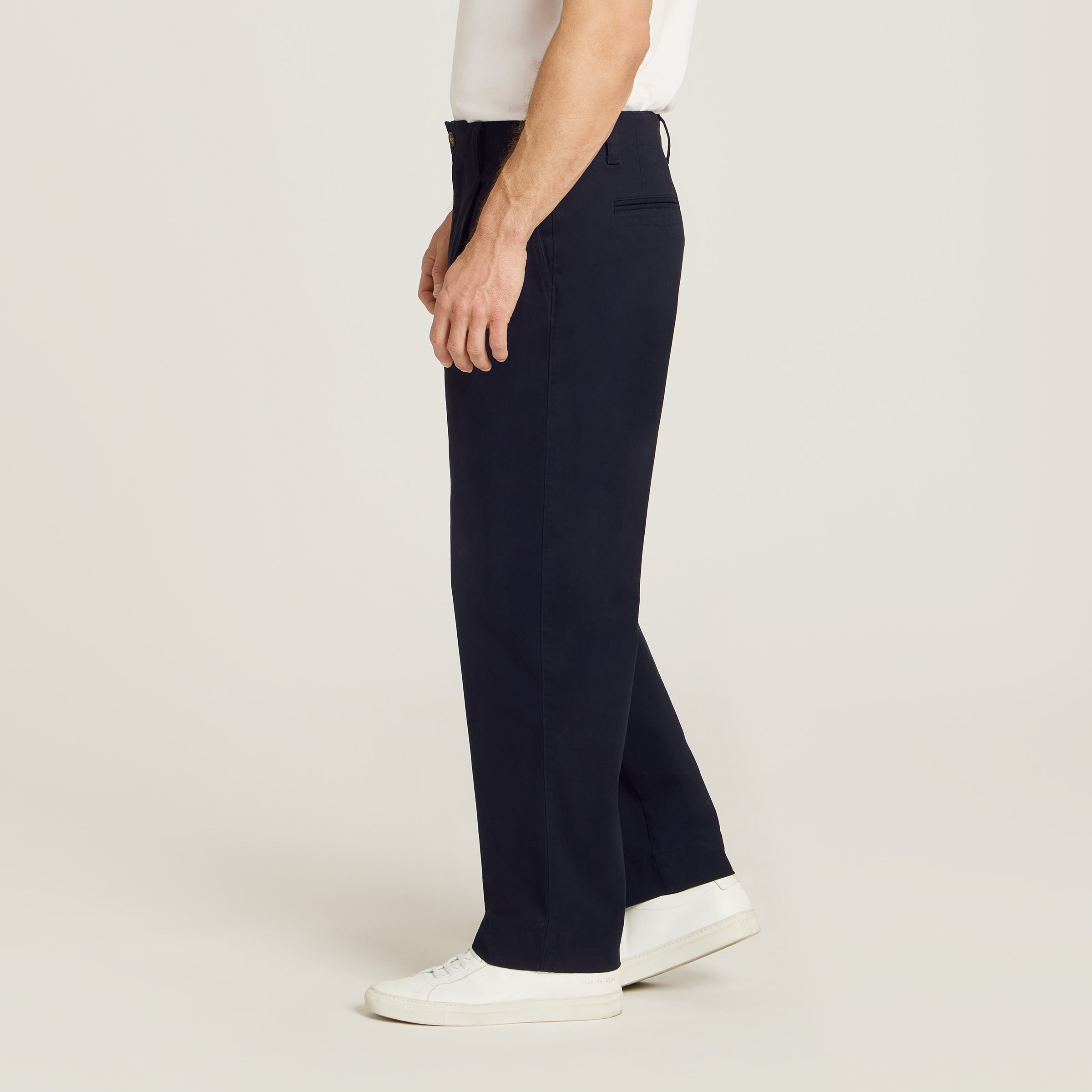 Men wearing Navy Wide Leg Chino