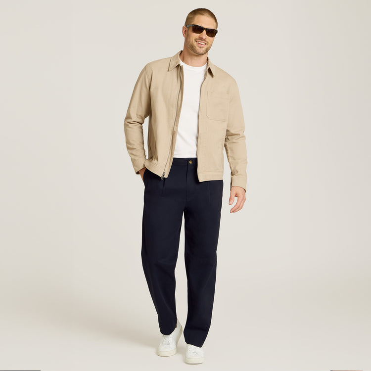 Men wearing Navy Wide Leg Chino