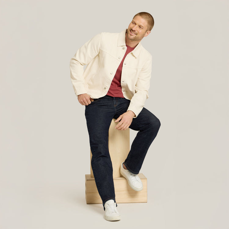 Men wearing Bleu Foncé Straight Wooster Jeans