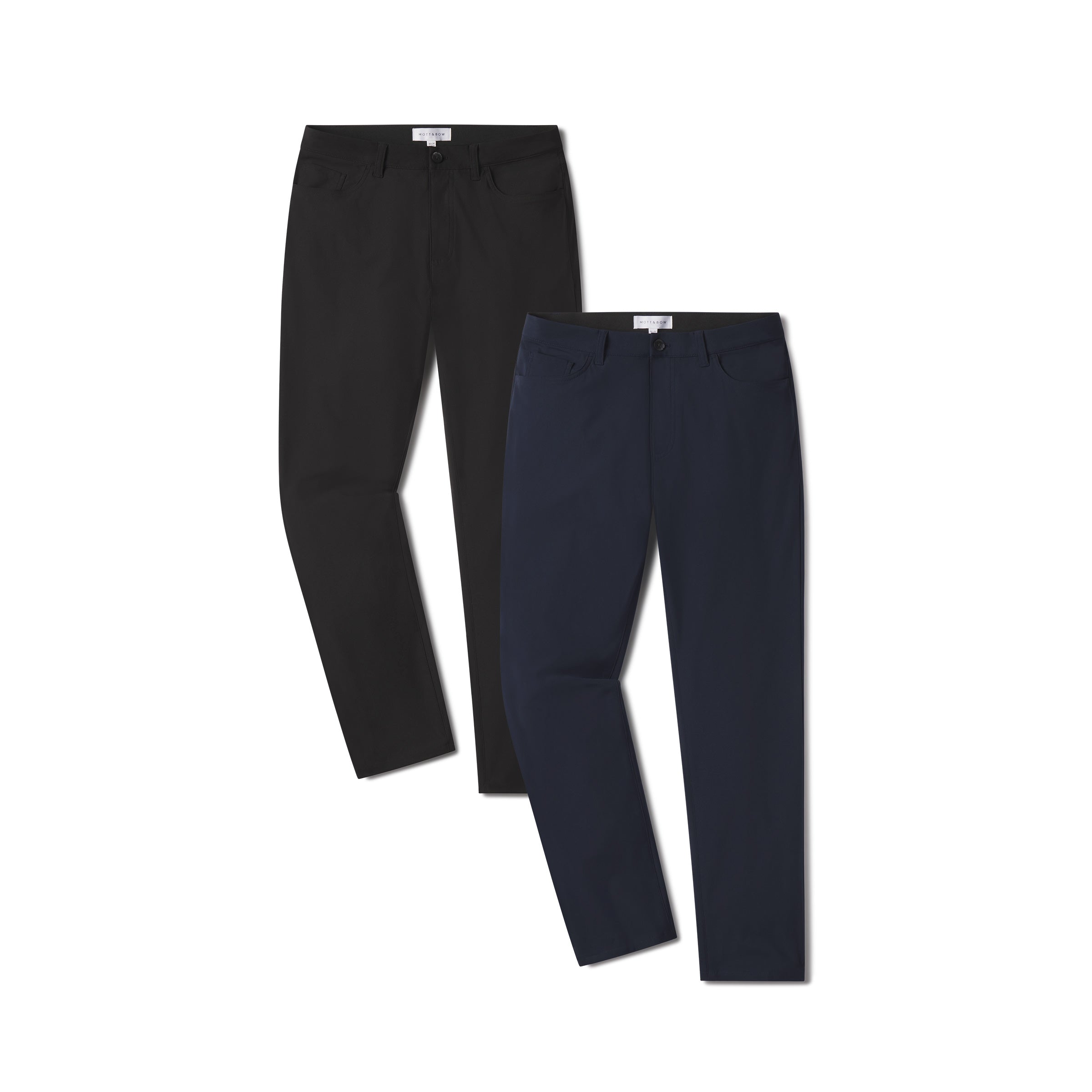 Men wearing Black/Navy 5 Pocket Travel Pants 2-Pack pants