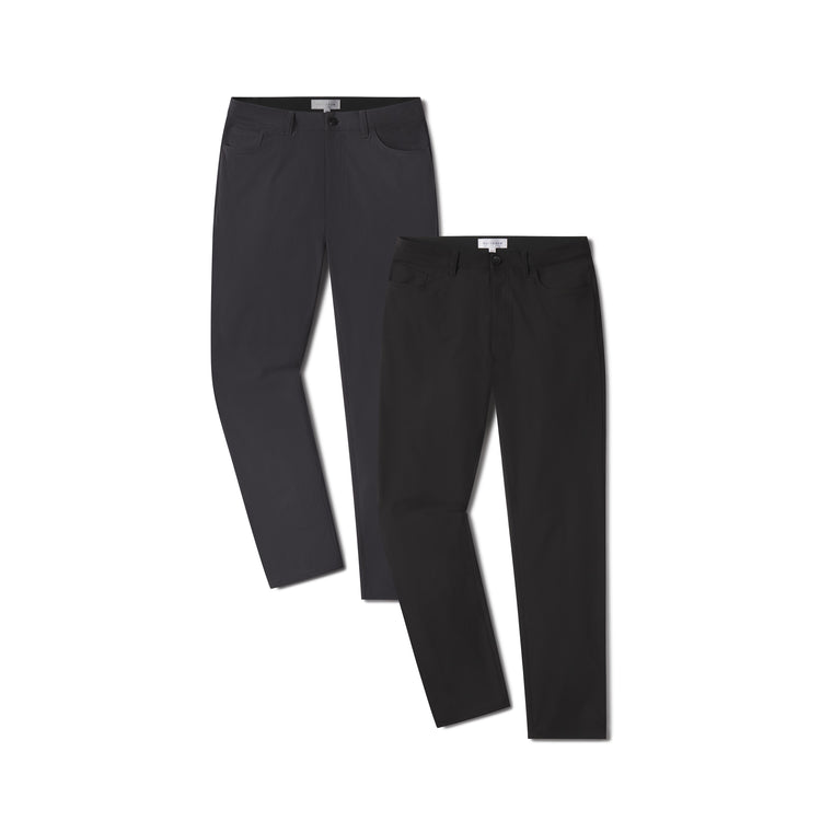 Men wearing Black/Granite 5 Pocket Travel Pants 2-Pack