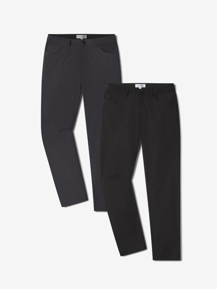 Men wearing Black/Granite 5 Pocket Travel Pants 2-Pack