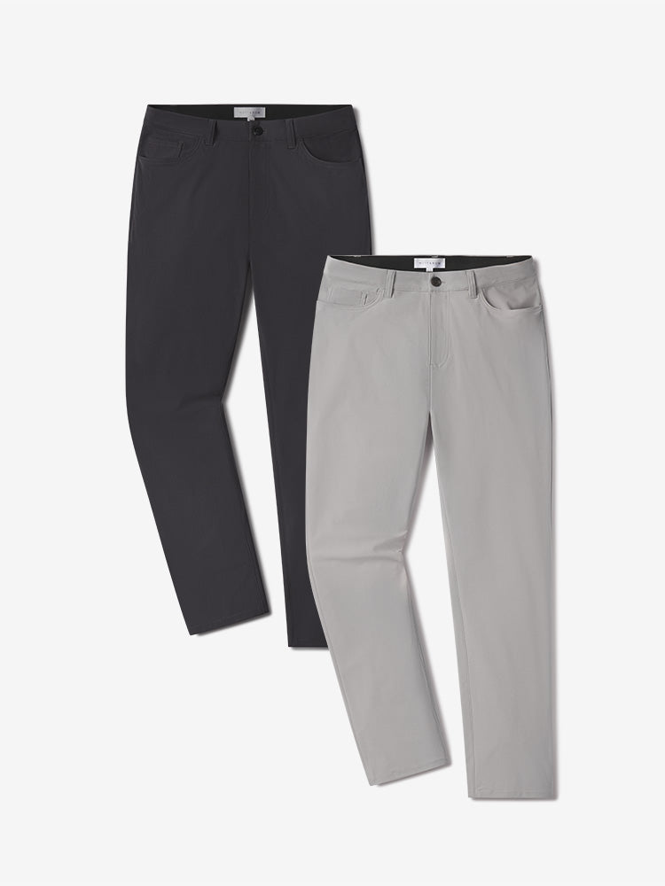 Men wearing Granite/Silver 5 Pocket Travel Pants 2-Pack