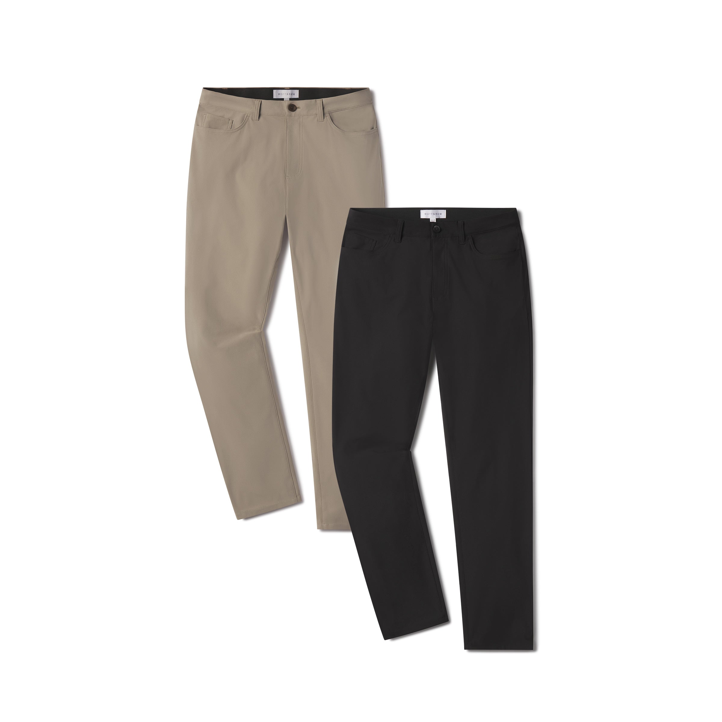 Men wearing Black/Khaki 5 Pocket Travel Pants 2-Pack pants