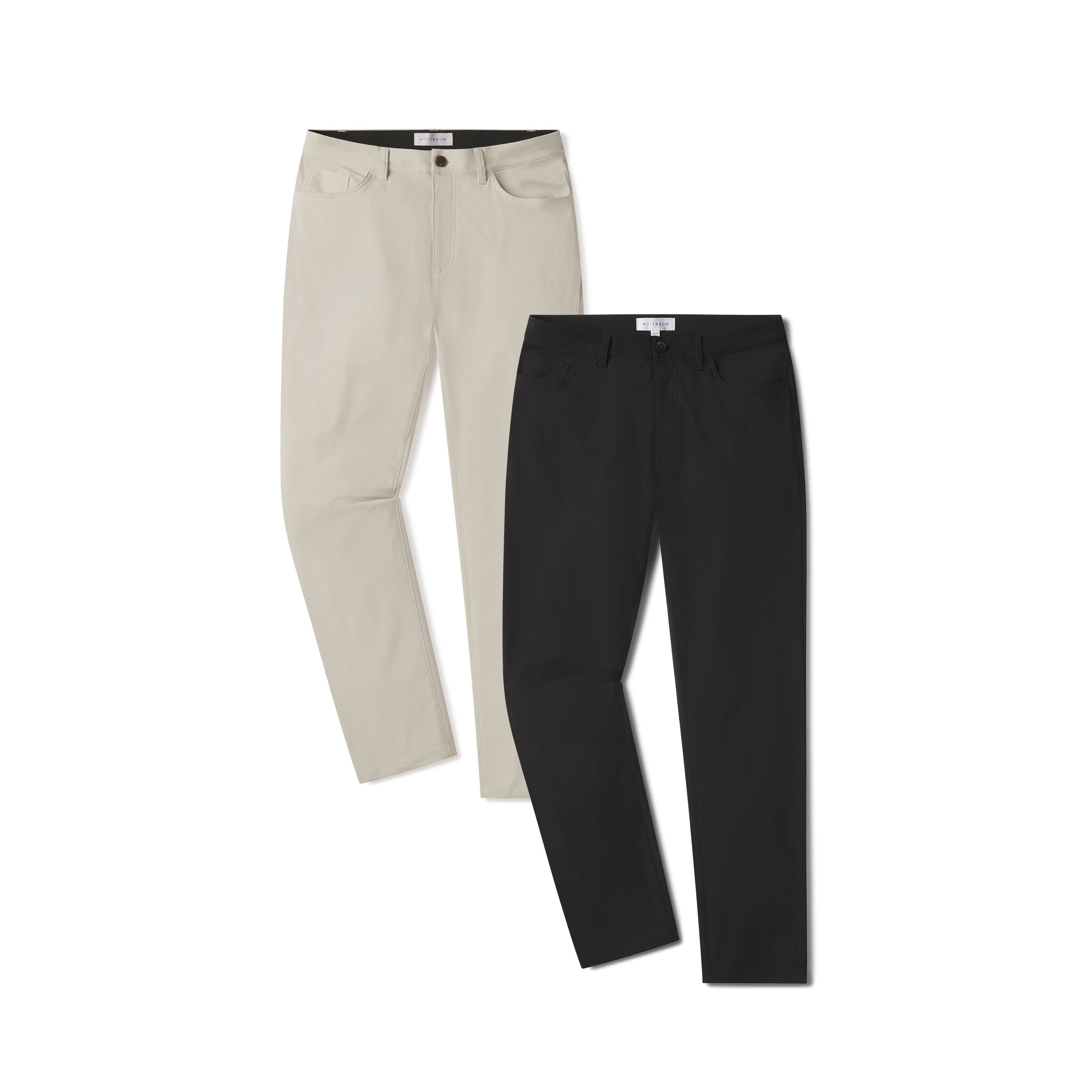 Men wearing Stone/Black 5 Pocket Travel Pants 2-Pack pants