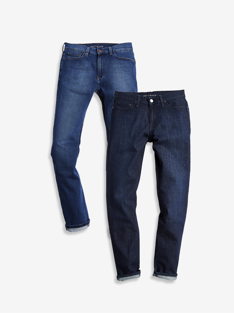  wearing Medium/Dark Blue / Light/Medium Blue Straight Oliver Light/Medium Blue and Crosby Medium/Dark Blue 2-Pack Jeans
