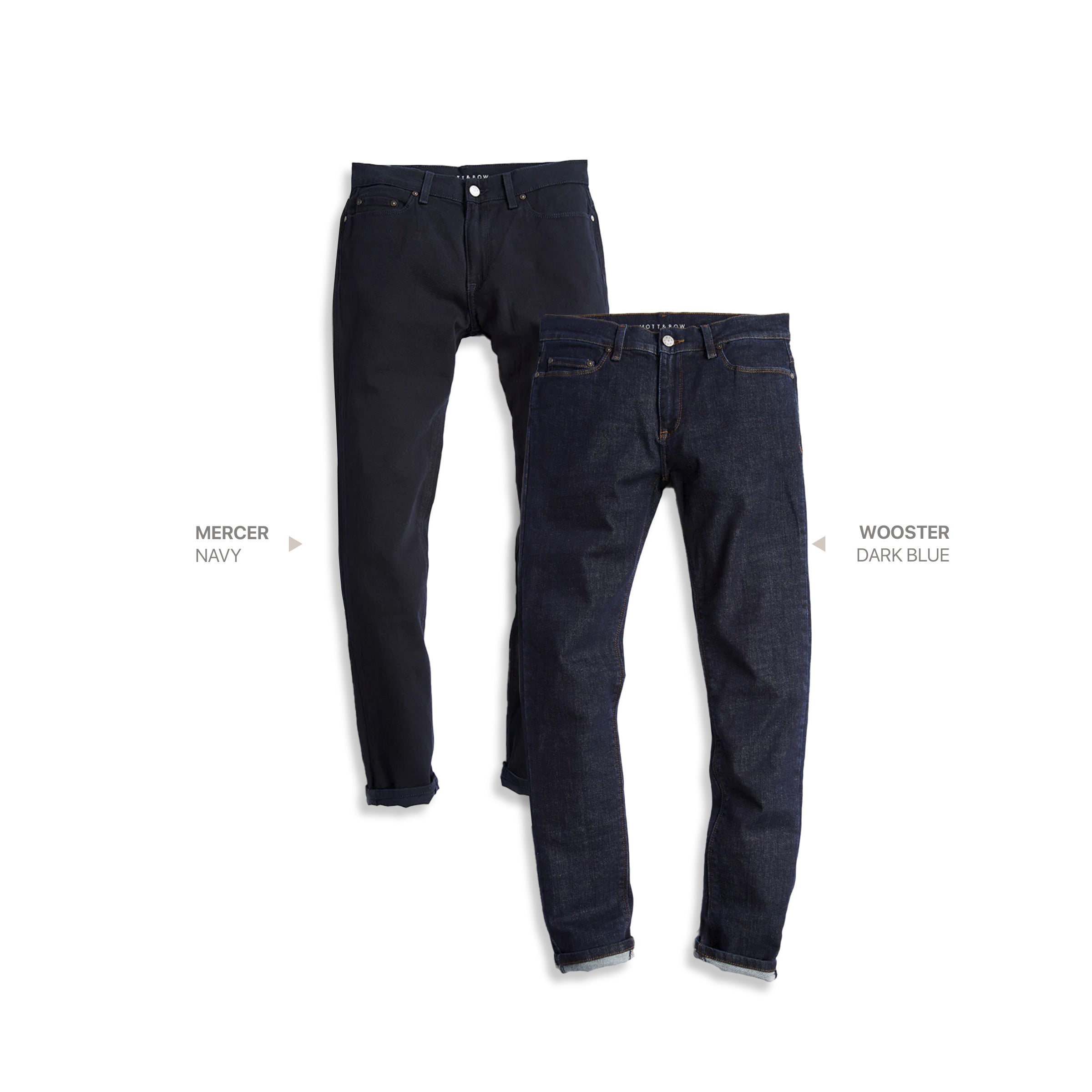  wearing Navy/Dark Blue Skinny Mercer and Skinny Wooster 2-Pack Jeans