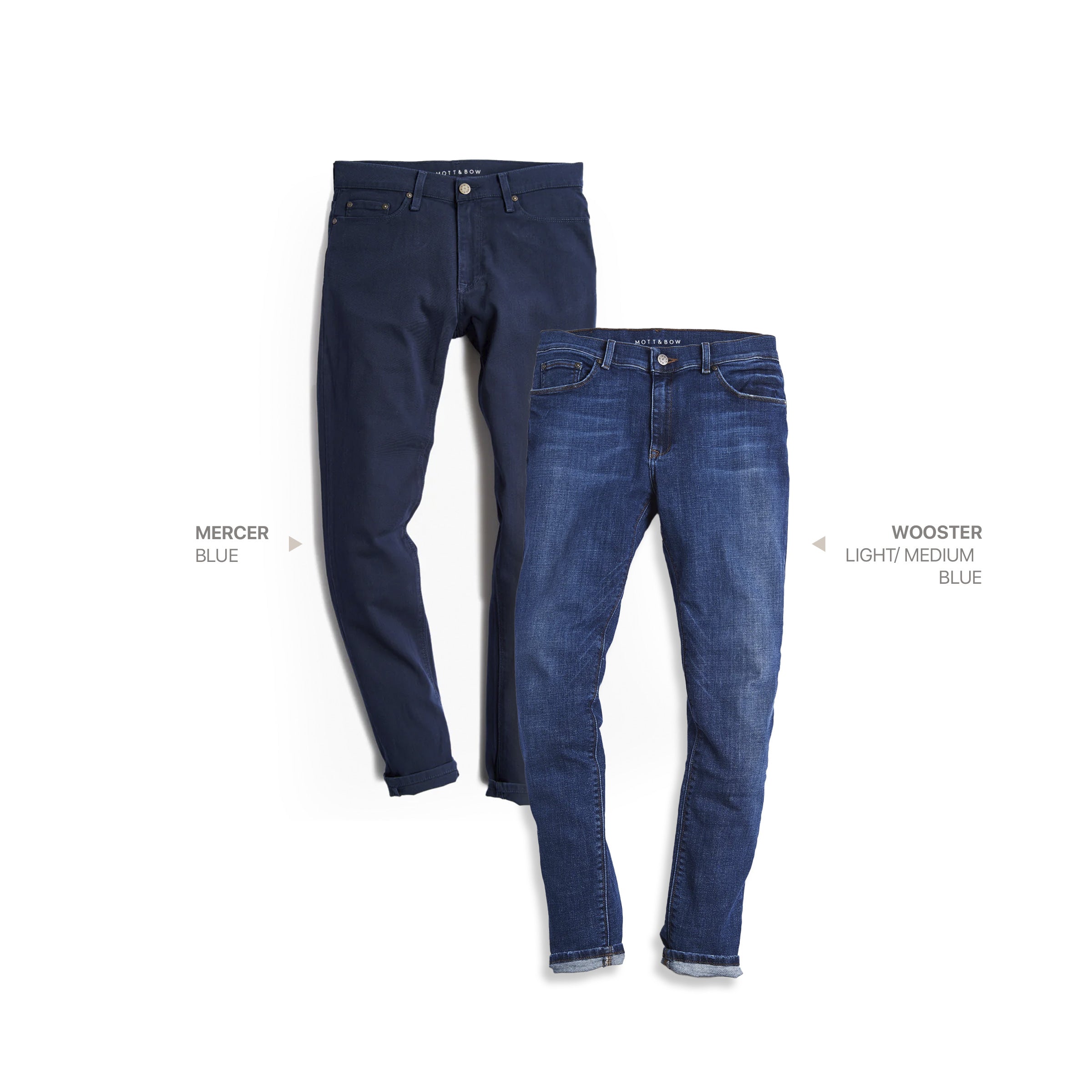  wearing Light/Medium Blue / Blue Skinny Wooster Light/Medium Blue and Mercer Blue 2-Pack Jeans