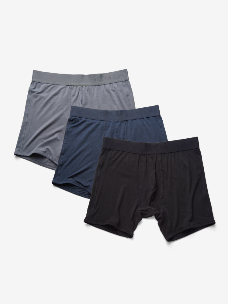Men wearing Gray/Navy/Black Boxer Brief 3-Pack underwear