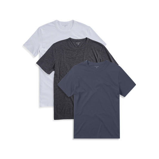 Classic Crew Driggs 3-Pack White/Blue Slate/Charcoal Heather bdl3_men_crew_tee tees
