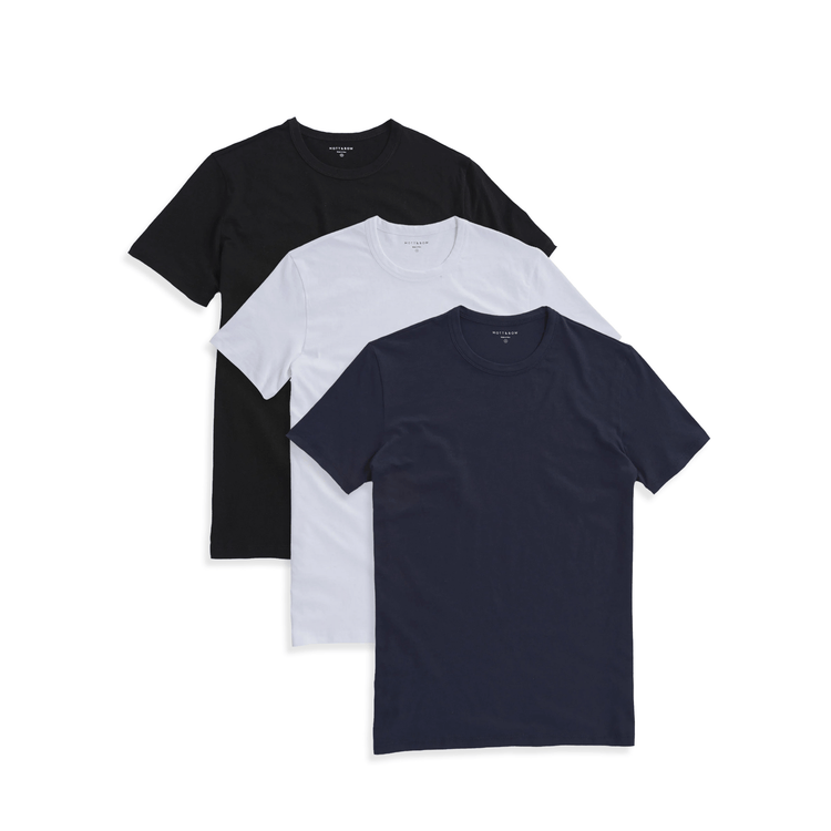 Men wearing Black/White/Navy Classic Crew Driggs 3-Pack