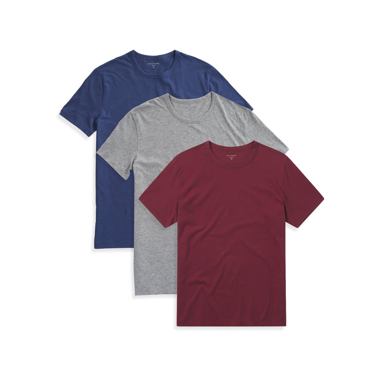  wearing Brick Red/Heather Gray/Baltic Blue Classic Crew Driggs 3-Pack