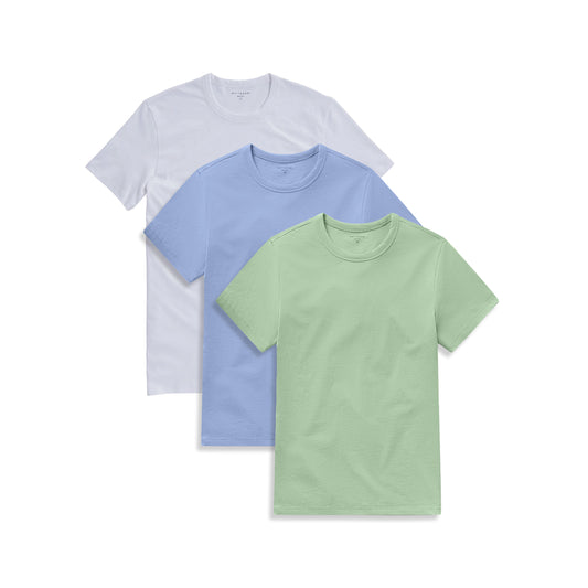 Classic Crew Driggs 3-Pack White/Pistachio/California Blue bdl3_men_crew_tee tees