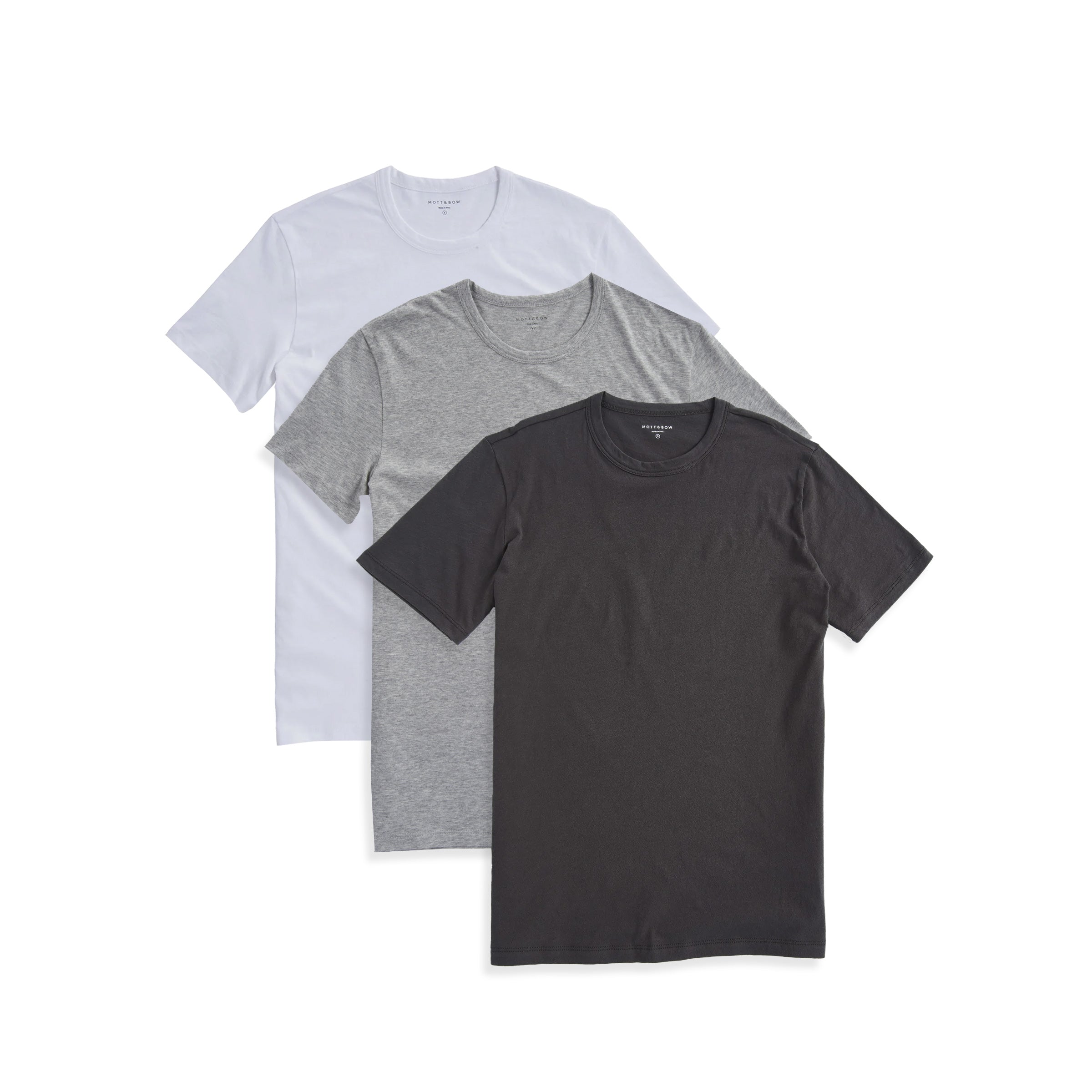 Men wearing White/Heather Gray/Dark Gray Classic Crew Driggs 3-Pack tees