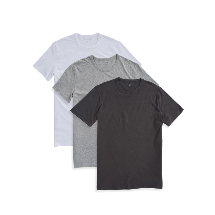 Men wearing White/Heather Gray/Dark Gray Classic Crew Driggs 3-Pack