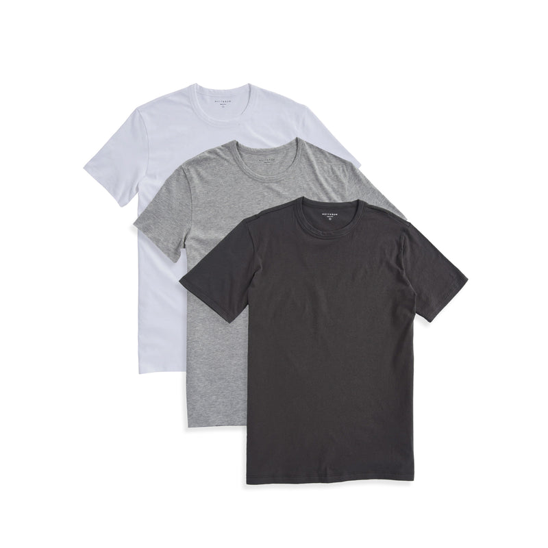 Men wearing White/Heather Gray/Dark Gray Classic Crew Driggs 3-Pack tees