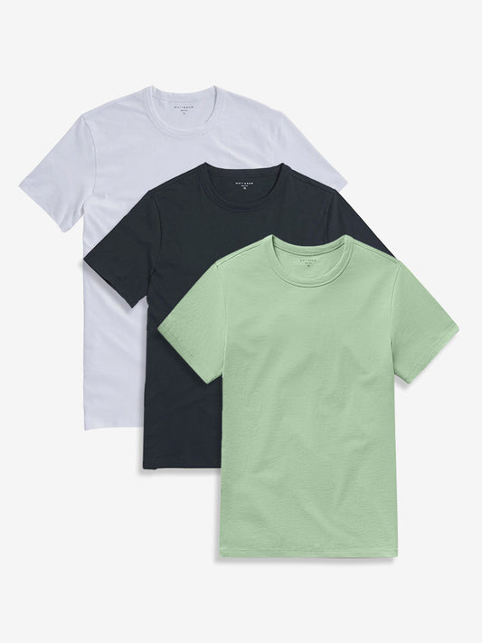 Classic Crew Driggs 3-Pack Pistachio/Pine/White bdl3_men_crew_tee tees