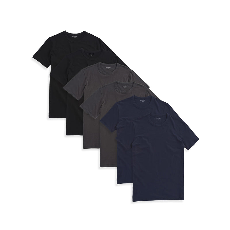 Men wearing Navy/Dark Gray/Black Classic Crew Driggs 6-Pack tees