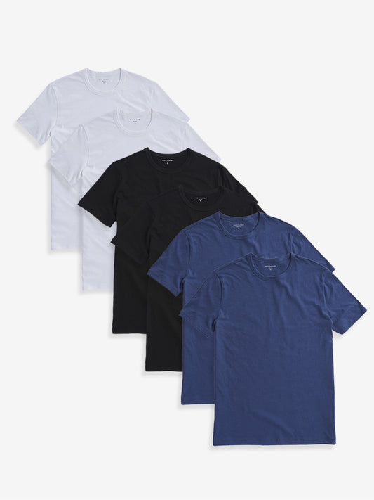 Classic Crew Driggs 6-Pack Black/White/Baltic Blue Crew tees