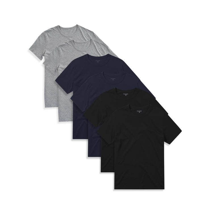 Men wearing Navy/Heather Gray/Black Classic Crew Driggs 6-Pack