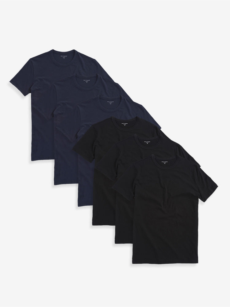 Men wearing Negro/Azul marino Classic Crew Driggs 6-Pack Camisetas para hombre