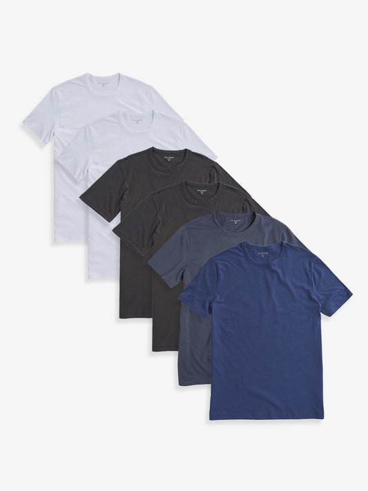 Classic Crew Driggs 6-Pack White/White/Dark Gray/Dark Gray/Baltic Blue/Blue Slate bdl6_men_crew_tee tees
