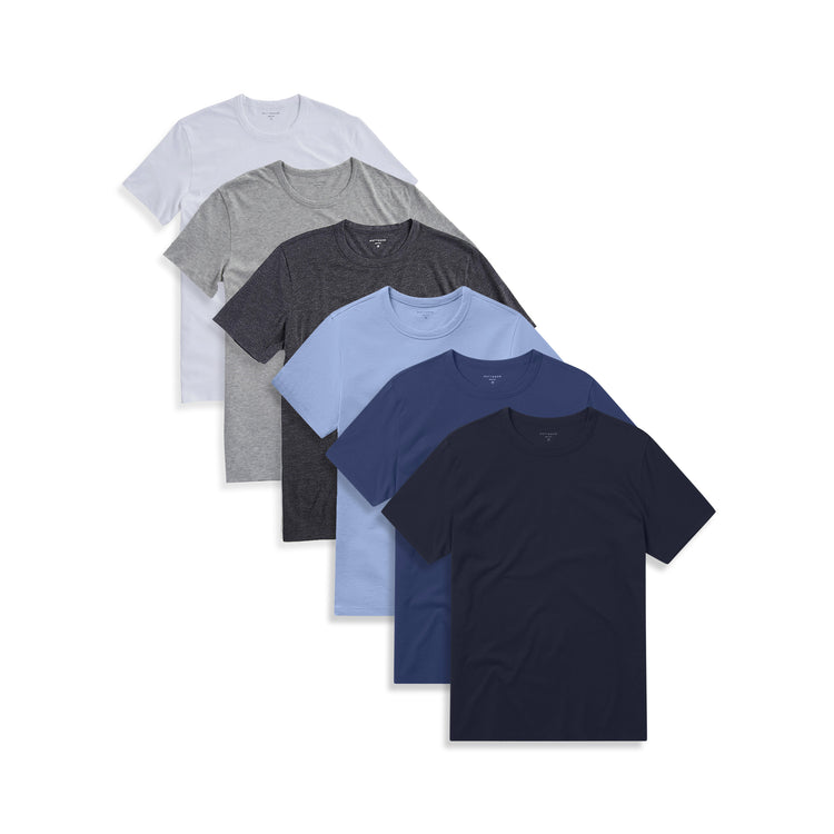  wearing White/Heather Gray/California Blue/Charcoal Heather/Baltic Blue/Navy Classic Crew Driggs 6-Pack