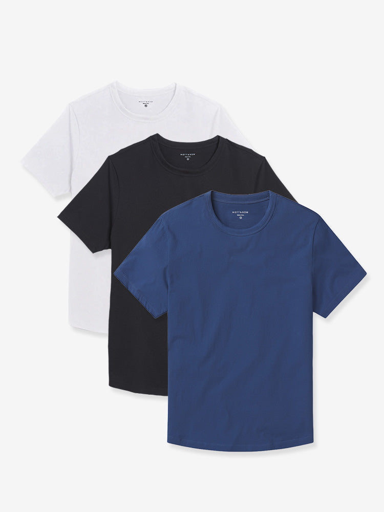 Men wearing White/Black/Baltic Blue Curved Hem Driggs 3-Pack