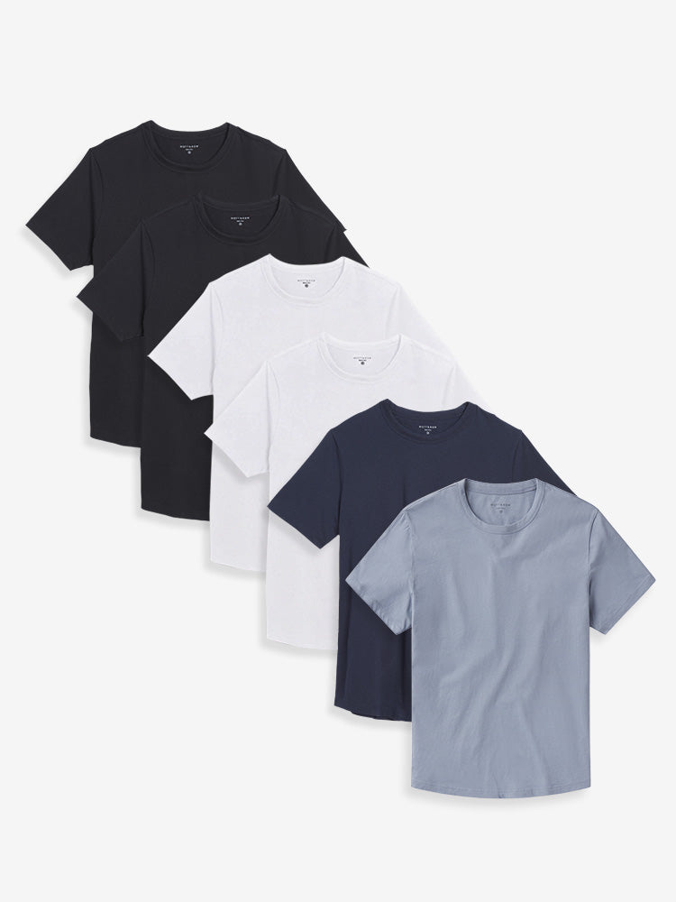 Men wearing Black/Black/Navy/California Blue/White/White Curved Hem Driggs 6-Pack