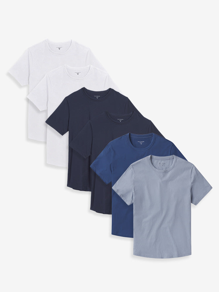 Men wearing White/White/Baltic Blue/California Blue/Navy/Navy Curved Hem Driggs 6-Pack