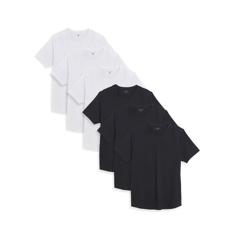 Men wearing Black/White Curved Hem Driggs 6-Pack tees